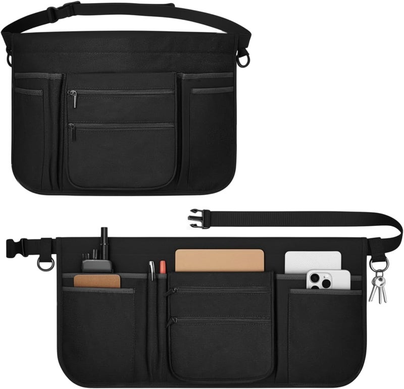 RHQQ Professional Cleaning Apron with 7 Pockets and Adjustable Waist Belt, Bartender, Chef, Waiter - Women & Men, Restaurants, Cafes, Bars, Black - Image 1